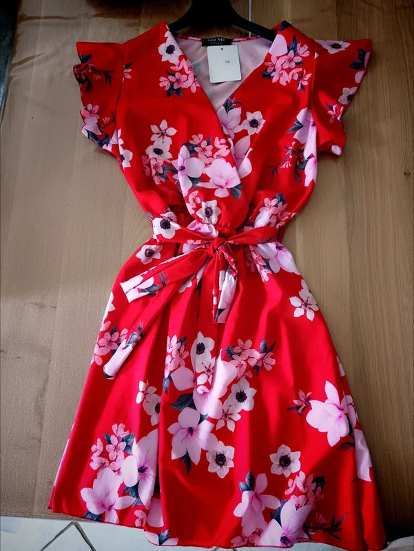 robe fleuri rouge