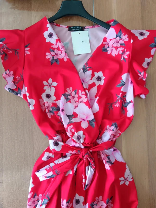 robe fleuri rouge